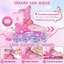 Patines De Linea 8 Ruedas Ajustable Para Niñas Con Luz Led - S - Ver 1
