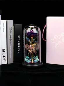 Hoa hồng Galaxy và bướm trang trí trong lồng kính, hộp quà hoa hồng bảo quản có đèn chiếu sáng, món quà hoa hồng vĩnh cửu dành tặng nàng nhân ngày Valentine, Ngày của Mẹ, sinh nhật, kỷ niệm, Giáng sinh, trang trí nhà cửa lãng mạn. - Nhiều màu - Xem 10