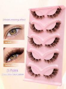 5 Pairs Fluffy Brown Lashes False Eyelashes Transparent Stem Invisible Band Natural Lashes Crisscross Curl Cat Eye Lashes Brown Color Fox Eye Effect Faux Mink Lashes For Daily Lash Extension Makeup Strip Lashes, Lashes, Eyelashes, Fake Lashes - Lông mi mèo - Xem 3