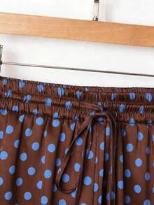 波点抽绳休闲裤，适合居家、度假、办公和日常穿着，四季皆宜。 - 咖啡棕 - 查看 5