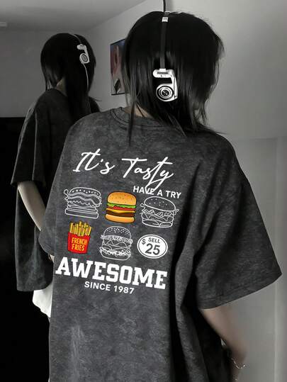 Graphic Print Short Sleeve T-Shirt For Women, New Design Loose Fit Versatile Top For Summer Casual