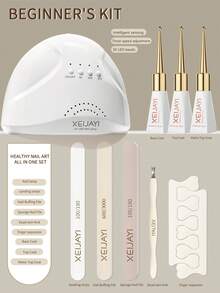 XEIJAYI 三层美甲灯护理套装，包含底油、亮油、哑光油、抛光海绵、脚趾分离器，DIY美甲套装 - 彩色 - 查看 1
