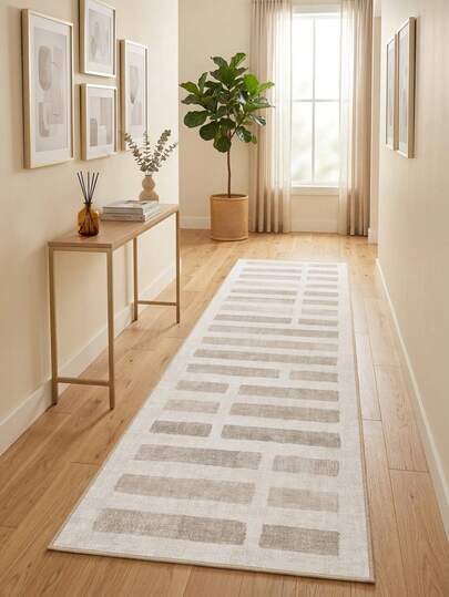 1pc Rug/Carpet/Area Rug/Bath Mat/Bath Rug/Door Mat/Runners/Runner Rug, Classic American Modern - Nordic Minimalist Geometric Striped Plaid, Suitable For Bathroom, Kitchen, Entryway, Hallway, Bedside, Living Room, Bedroom, Soft & Washable, Home Decor