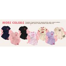 Girls 2 Piece Summer Outfit Cherry Bow Graphic Tee & Shorts Set Cute Casual Outfits - Pink - View 7