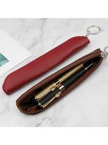 3支/5支装简约拉链PU笔袋。苹果触控笔保护套。便携式小笔袋。办公用品保护套。 - 混色 - 查看 5