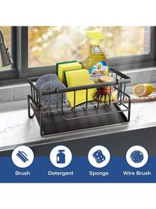 1pc Stainless Steel Kitchen Sink Organizer Rack With Sponge Holder, Soap Dish, Cloth Hook, 2026 New Kitchen Sink Basket, Sink Storage Basket, Sink Basket Organizer - Multicolor - View 6