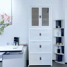 70cm Wide Multi-Layer Foldable Wardrobe Storage Cabinet With Wheels, Magnetic Double Door Stackable Wardrobe Organizer, Large Capacity Portable Clothing Storage Unit, Suitable For Bedroom, Living Room, Home Decoration - 白色 - 查看 3