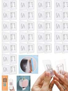 10 Pairs Strong Sticky Hung Double Sided Patch Hook Buckle Transparent Adhesive Wall Hooks Cup Sucker - One Size Fits All - View 2