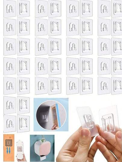 10 Pairs Strong Sticky Hung Double Sided Patch Hook Buckle Transparent Adhesive Wall Hooks Cup Sucker