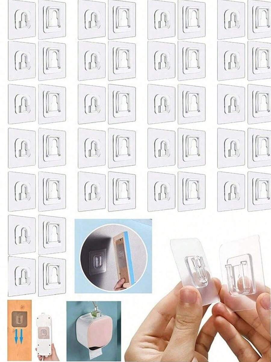 10 Pairs Strong Sticky Hung Double Sided Patch Hook Buckle Transparent Adhesive Wall Hooks Cup Sucker