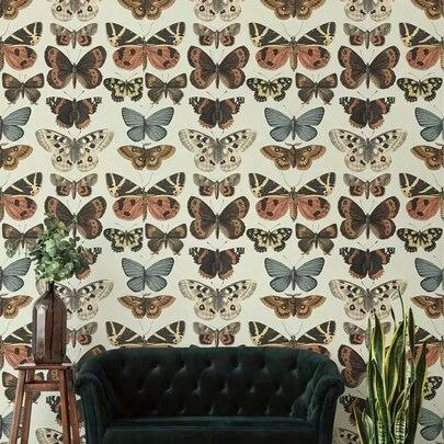 Giấy dán tường hình bướm cổ điển, giấy dán tường tự dính hình bướm cổ điển, giấy dán tường vinyl chống thấm nước phong cách Boho, giấy dán tường có thể tháo rời cho tủ, ngăn kéo và tường.