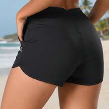 Acqua Bronze Set Of 2 Women's Adjustable Drawstring Shorts With Pockets, Versatile, Sporty, Double Waistband, Simple, Casual - 黑/紅 - 查看 4
