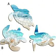 1/3 peças de decoração de parede em madeira estilo costeiro de verão, pingente decorativo de tartaruga marinha para praia e oceano, tartaruga, concha e vida marinha da praia, decoração para quarto, casa, adequado para decoração de porta de entrada de quarto com vista para o mar, decoração externa de praia, decoração para casa com tema náutico - Multicolorido - Ver 7