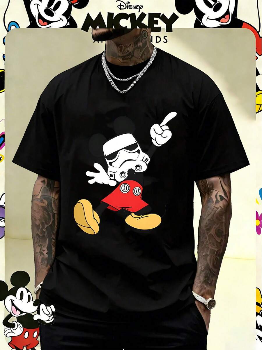 Disney Official Licensed  "Stormtrooper Mashup" Graphic T Shirts 100 Percent Cotton  Shirt Washed 220g Unisex - 黑色 - 查看 1