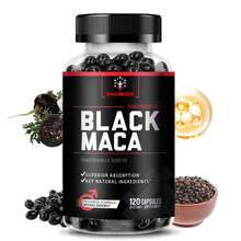 Extracto de maca negra 1000 mg, que contiene pimienta negra, aumenta la energía, favorece la resistencia y la vitalidad, suplemento nutricional - 120 cápsulas - Ver 1