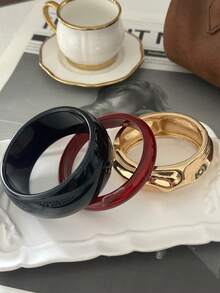 1件美拉德工艺金色褶皱手镯，夸张不对称亚克力手镯，适合日常通勤、旅行、街头摄影 - 彩色 - 查看 7