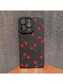 Funda de Teléfono con Patrón de Cerezas, Funda Protectora Antigolpes para Celular, Cubierta de Teléfonoóvil a Prueba de Choques para 15 14 13 12 Plus Pro Series Protector de Pantalla - Multicolor - Ver 3