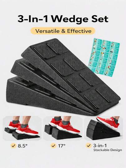 Slant Board Squat Wedge Block Set Of 35, 5 Stackable Angles Incline Board For Calf Stretching And Squats, 960 Lbs Capacity EPP Workout Blocks For Strength Training And Home Gym