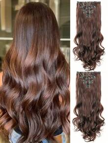 30英寸合成长卷发片,自然波浪夹式接发,增加发量,全头挑染,柔软浓密,适合女性、女孩日常派对佩戴 - 彩色 - 查看 37