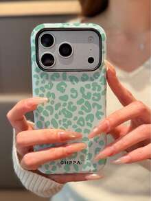 Ốp lưng điện thoại 2 trong 1 chống rơi họa tiết báo đốm, màu xanh bạc hà, phù hợp với 17, 16, 15, 14, 13, 12, 11, PRO MAX - Màu xanh Bạc hà - Xem 5