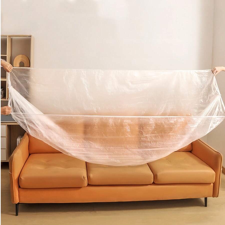 1pc Disposable Furniture Sofa Dust Cover, Elastic Closure Full Coverage Dust-Proof Bed Cover, Renovation Dust Bag
