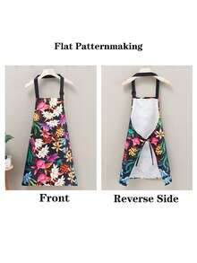 Fashionable Waterproof Apron, Fresh Floral Pattern, Oil-Proof Kitchen Household, Neck-Tied - Multicolor - View 5