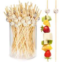 100支/包 一次性黑白足球形鸡尾酒签、寿司签、水果签、鸡尾酒竹签，适用于主题派对、婚礼、蛋糕、甜点等场合 - A - 查看 4