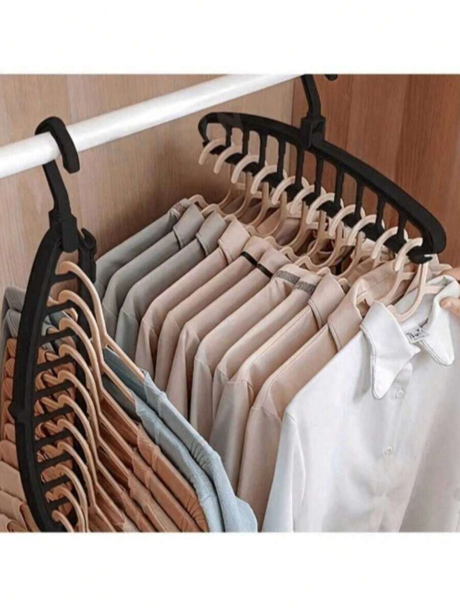 Space-Saving Multifunctional Hanger, Plastic Wardrobe Storage Rack, Portable Foldable Clothes Hanger, Suitable For Wardrobe Storage, Travel Essential - Multicolor - View 1