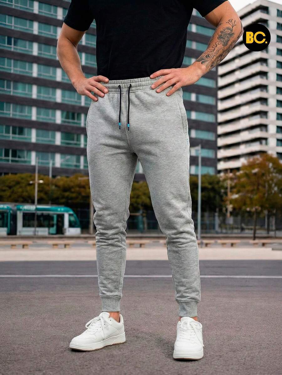 BIG CITY Jogger Deportivo De Moda Pants Para Hombre Slim Fit Strech - Gris - Ver 1
