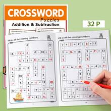 32-Page Children's Math Puzzle Workbook, Includes 20 Fill-In-The-Blank Games, Mental Arithmetic (Addition & Subtraction) Practice, Brain Teasers To Spark Interest In Math, Stationery, Learning Supplies, Educational Games, Home Learning, Pre-School Math Enrichment, Back To School Gift - Multicolor - View 2