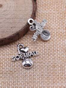10pcs 20x19mm I Love Softball Charms Pendant For DIY Jewelry Making Necklace Keychain Phone Chain Bracelet Making Accessories Handmade Craft Making Findings - I Love Softball - View 5
