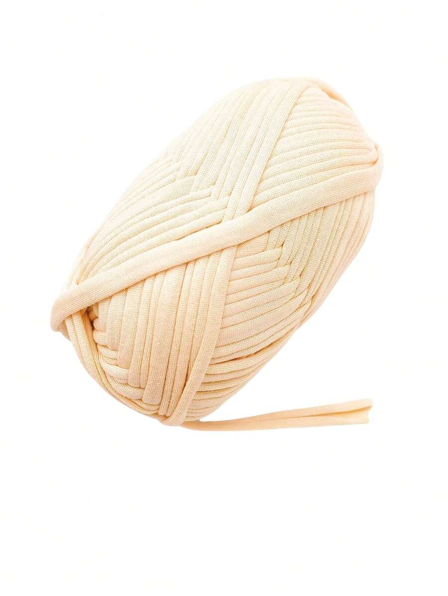 1pc Handcrafted Braided Cloth Rope For Diy Bag, Toy, Shoe, Carpet, Storage Basket - Beige - View 1