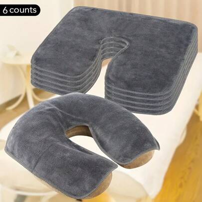 3/6片装美容院按摩头巾 - 美容院按摩床巾，心形/U形面部垫，柔软蓬松，可机洗，耐用，适用于美容院SPA