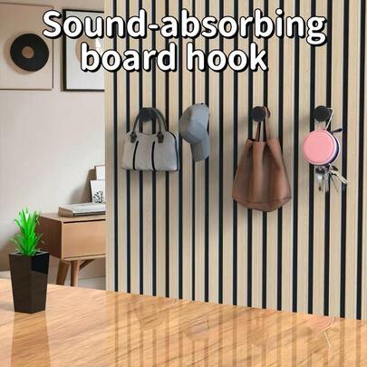 6 Stück Schalldämmplatten-Haken ohne Bohren, 1,3/1,5 cm Abstand, einfache Installation ohne Bohren oder Schrauben, rostbeständige schwarze & weiße Haken, geeignet für Schlafzimmer, Studio, Büro Akustikpaneele, zum Aufhängen von Kleidung, Schlüsseln, Accessoires, robuste Aufbewahrungslösung für schalldichte Räume