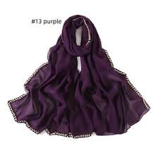 1pc Women's Chiffon Beaded Scarf, Malaysian Headscarf, Fresh And Sweet Long Scarf - Multicolor - View 15