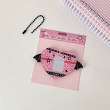 1pc Cute Cartoon Heart-Shaped 1-Inch Pendant, Student Backpack Charm, Idol Fan ID Card Holder, Keychain - Heart-shaped Card Holder - View 10