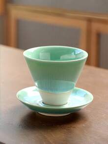 高端商用中式杯碟套装，创意裂纹釉面质感咖啡厅、餐厅茶杯、甜点杯、马克杯、茶杯、水杯，杯碟套装 - 彩色 - 查看 4