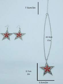 Fashionable Sparkling Star & Turquoise Pendant Necklace, Boho Design For Women - Star - View 10