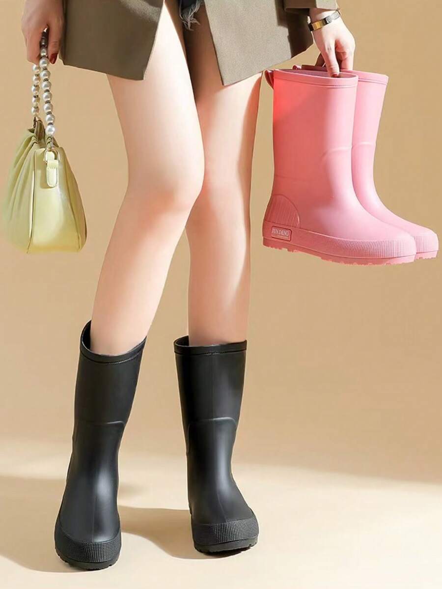 1双女士纯色中筒雨靴,防滑防水橡胶鞋,时尚户外钓鱼工作雨靴,鞋架,收纳神器,户外,花园,旅行必备,便携,沙滩必备,毕业季,毕业典礼,毕业礼物,毕业赠礼,毕业礼物,毕业礼物,祝贺毕业,祝贺毕业生,优秀毕业生,毕业典礼,毕业派对,雨靴/橡胶靴/防水靴/靴套/防水鞋套/雨鞋套/雨靴/雨靴/户外/花园 - 1雙雨靴 - 查看 1