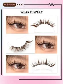 Asiteo 80/160/240 Pcs C-Curl Brown Natural Looking, Doe-Eye And Foxy-Eye Design Soft Eyelashes, Eye End Elongated, Self Adhesive Lashes For Beginners, Cute Cartoon Pet Eyelashes Four-Part Segmented False Eyelashes - C - View 3