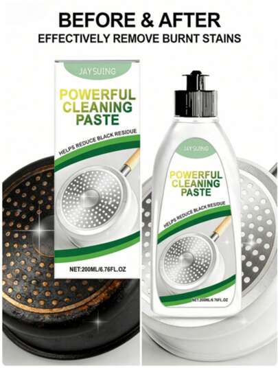  معجون تنظيف قاع الأواني من Jaysuing، يزيل البقع المحترقة العنيدة، يلمع الأواني الطهي، يذيب الشحوم الثقيلة، منتج منزلي