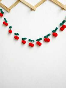 1件樱桃编织旗帜挂饰，可爱水果旗帜，波西米亚农舍风格，花卉挂绳，编织墙饰，甜美房间装饰，家居派对婚礼节日拍照背景，适用于客厅、卧室、宿舍、公寓、玄关、春夏节日庆典装饰、农舍墙饰、乔迁礼物 - 彩色 - 查看 10