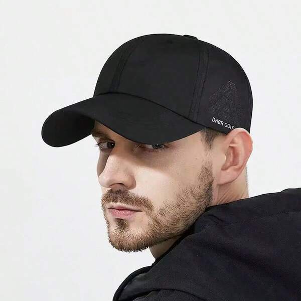 1pc Breathable Laser Perforated Sun Protection Quick-Dry Hat, Lightweight Outdoor Running Baseball Cap With Side Letter Print, Unisex