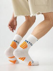 1/2/3/4/5/6 Pairs Men's Sports Crew Socks, Breathable Moisture-Wicking Athletic Socks - Multicolor - View 7