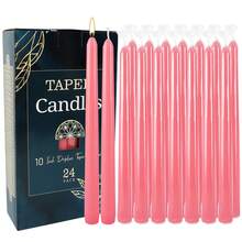 This Set Includes 24 Pcs Of 10-Inch Long Candle Sticks, Providing Elegant White, Orange And Pink Color Options. The Candles Are Designed For Reliable And Clean Burning, With Stable Flame And No Smoke Or Wax Dripping, Ensuring A Comfortable User Experience. With Classic Cone Shape, Each Candle Is 25.4 Cm (10 Inches) Tall And 2 Cm (0.8 Inches) In Diameter, Suitable For Most Standard Candle Holders. - 24Pcs - View 10