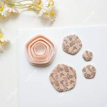 4 pièces/set Kits de fabrication de bijoux de forme géométrique, mini-découpoirs en argile géométrique pour boucles d'oreilles et fabrication de bijoux, moules en argile polymère avec bordure encadrée pour pendentifs et colliers faits main, découpoirs en argile polymère de forme diamant, carré, rectangle, hexagone, arche - Beige - Voir 5