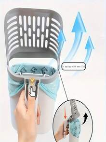 4 Rolls Garbage Bags, 2pcs Set (Combo: 1pc Litter Scoop + 1 Roll Garbage Bags), Litter Scoop With Garbage Bag Holder, Plastic Litter Box Cleaning Tool, Suitable For All Cat Breeds, Pet Supplies - Multicolor - View 4