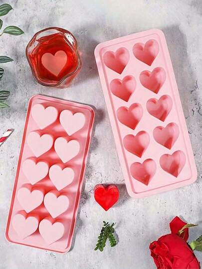 1 Silicone Heart-Shaped Ice Tray - 10 Heart-Shaped Ice Cream Trays, Suitable For Chocolate, Pudding, Jelly, And Candy. Flexible Manual Mold For Freezer, Kitchen Accessories, Freezer Ice Tray, Easy To Unmold, Reusable