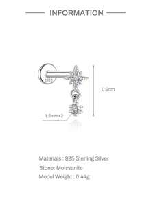 1件 925纯银镀18K金 精致八角星莫桑石吊坠 爪镶 平底耳骨穿孔 低过敏性耳环 首饰 礼物 女士女孩 日常佩戴 婚礼派对 订婚 - 銀色 - 查看 5