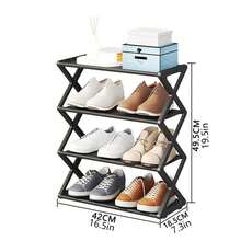 X-Shaped Steel Shoe Rack, Sturdy Space-Saving Shoe Storage Rack, Shoe Cabinet, Vertical Shoe Rack, 4-Tier Shoe Rack Requires No Tools For Installation, Rust-Resistant Metal Frame, Adjustable Height, Compact Design, Industrial Style, Stackable To Save Space, Suitable For Entryway, Closet And Garage | Multi-Purpose Shoe Rack Fits Boots, Sneakers, High Heels And Various Shoes - Multicolor - View 6